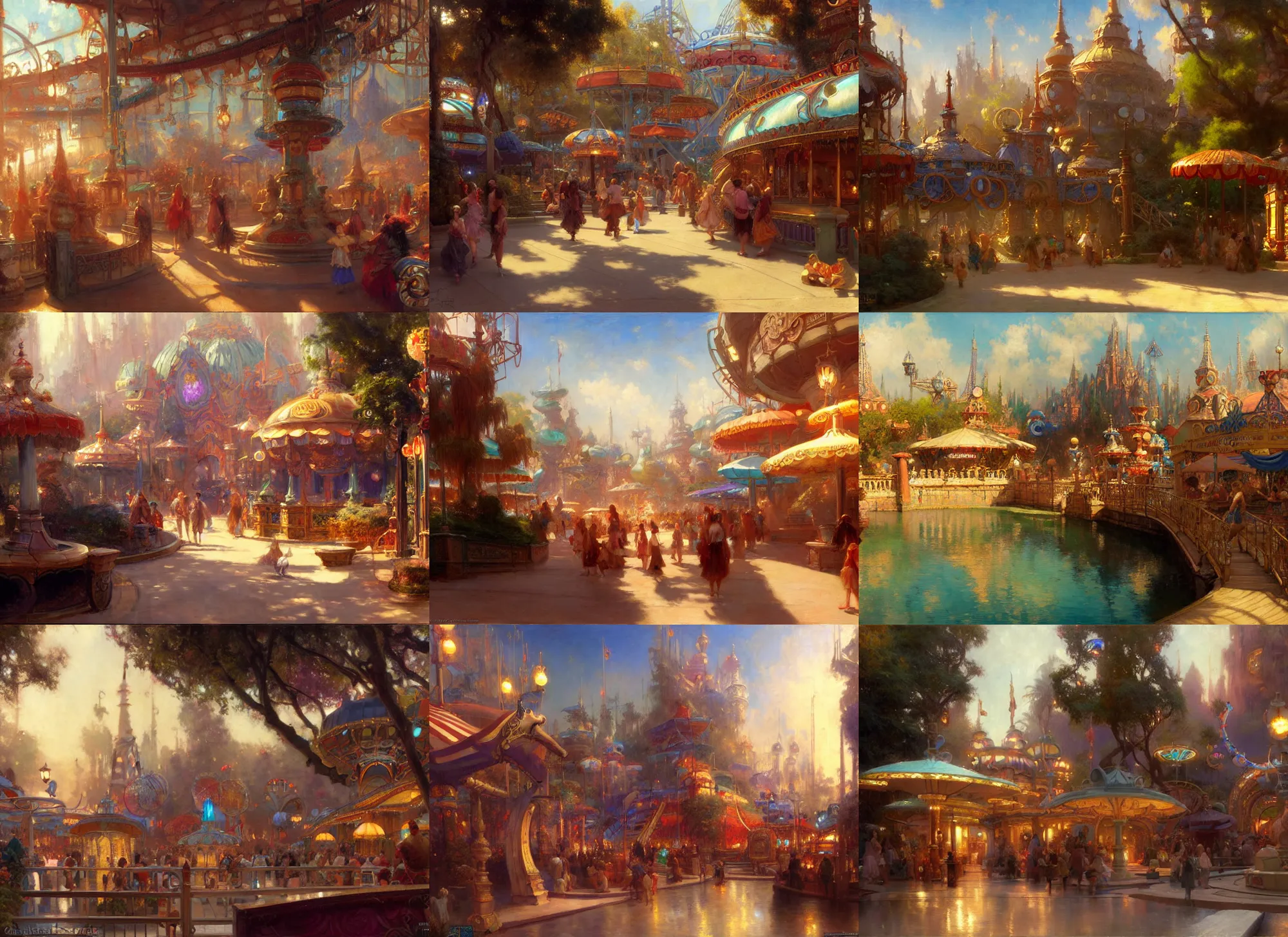 Prompt: visual novel amusement park background, highly detailed painting by gaston bussiere, craig mullins, j. c. leyendecker 8 k