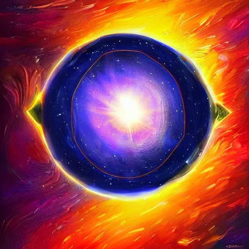 Prompt: sun shield floating in space, painting, digital art