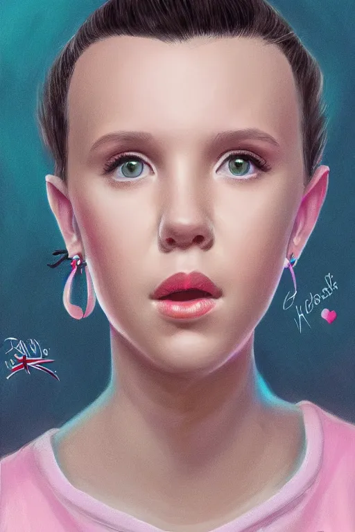 Prompt: Portrait of Millie Bobby Brown by RossDraws