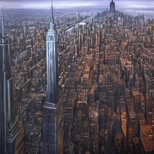 Image similar to this is the part of the lands between where you can step into 1 9 3 0's new york, matte painting, detailed, elden ring, oil on canvas, trending on artstation