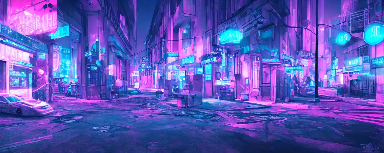 Image similar to paris cyberpunk, neon blue and pink, concept art, 4 k, unreal render