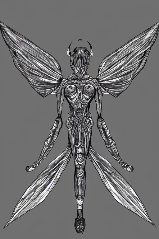 Image similar to a beetle insectoid angel, symmetrical, highly detailed, digital art, sharp focus, trending on art station, anime art style