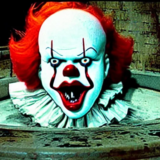 Prompt: pennywise having a party in a sewer.