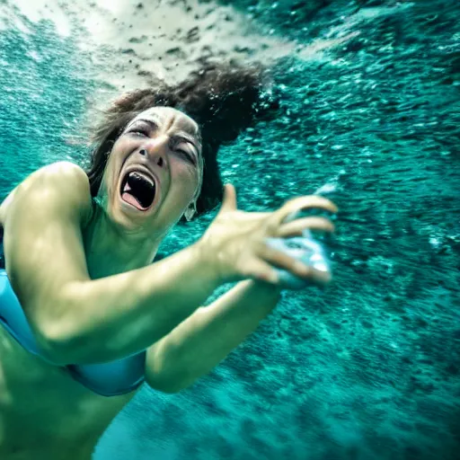 Image similar to Woman screaming underwater