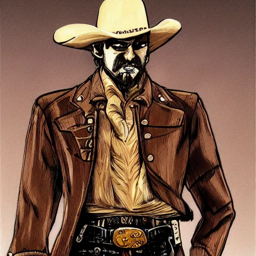 Image similar to spaghetti western, mexican vaquero, yoshitaka amano character design