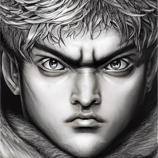 Prompt: extreme close - up by kentaro miura, by tony sart incredible. a beautiful art installation of a bright & fiery soul a power to do great things ; but i fear you may one day unleash such a tempest of fire that you may consume yourself, & all the world around you.