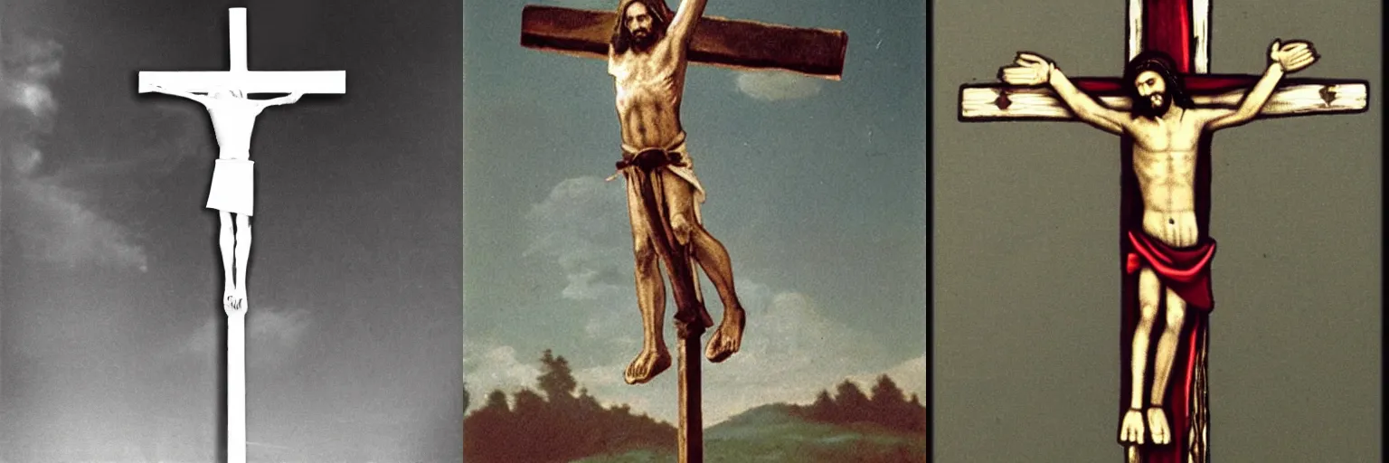 Prompt: Jesus crucified on a pogo stick