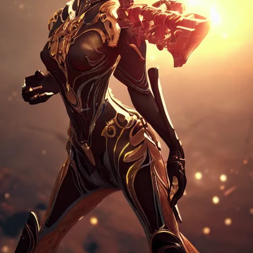 Image similar to highly detailed exquisite fanart, of a beautiful female warframe, elegant pose, holding a detailed epic kitgun, high quality hands, epic cinematic shot, DeviantArt, high quality artstation, HD render