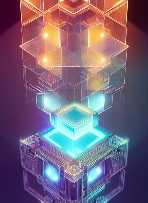 Image similar to symmetry!! product render poster puzzle cube scifi, glowing lights!! intricate, elegant, highly detailed, digital painting, artstation, concept art, smooth, sharp focus, illustration, art by artgerm, unreal engine