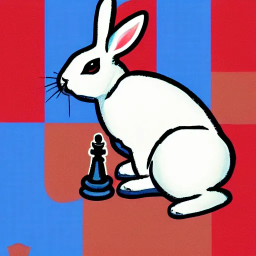 Image similar to a rabbit playing chess, cartoon style, realistic,