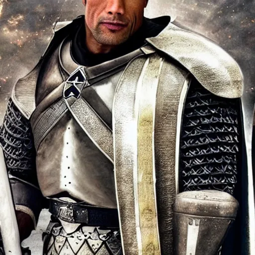 Image similar to dwayne johnson as a templar knight