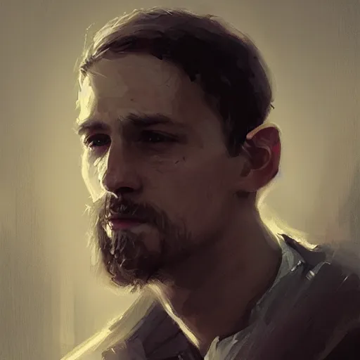 Image similar to “Portrait of Charles Matthew Hunnam by Greg Rutkowski, young, manly, attractive, strong, older brother vibes, highly detailed portrait, scifi, digital painting, artstation, concept art, smooth, sharp foccus ilustration, Artstation HQ”