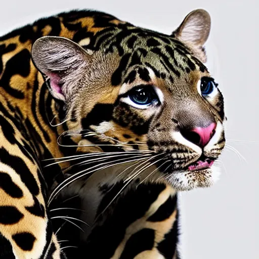 Prompt: a clouded - leopard wearing a flat - top - hat, national geographic, highly detailed