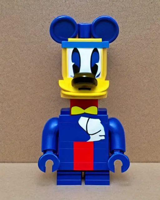 Prompt: donald duck as a lego figure