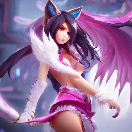 Prompt: ahri, official art, render, highly detailed