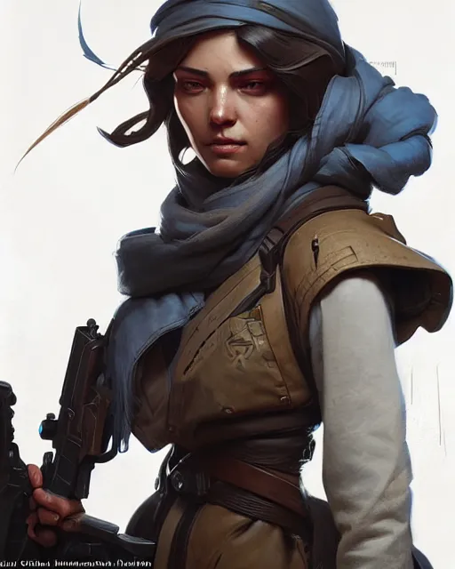 Image similar to ana from overwatch, character portrait, concept art, intricate details, highly detailed by greg rutkowski, michael whelan and gustave dore