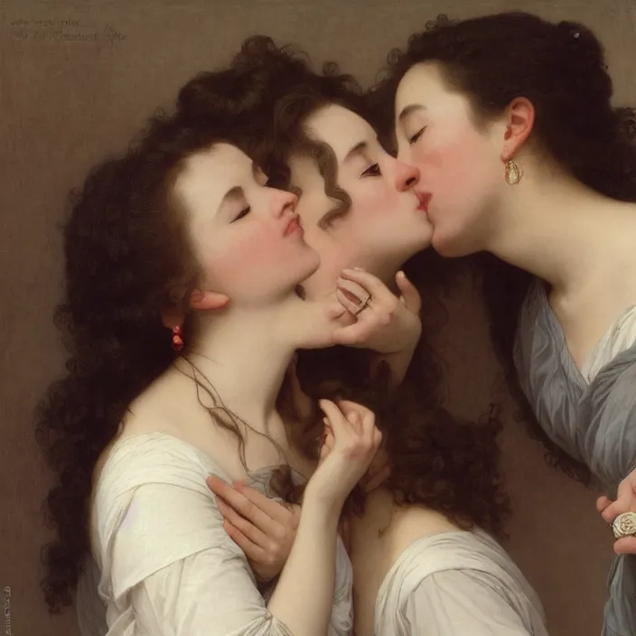 Image similar to jodie comer and sandra oh kiss by william - adolphe bouguereau