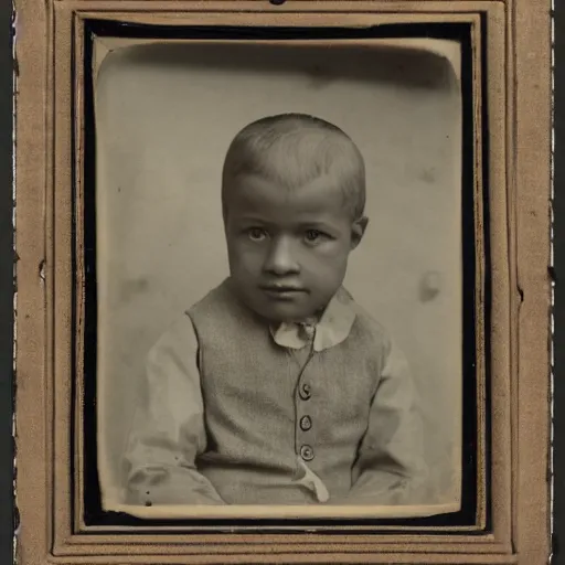 Image similar to facial portrait of a 3 year old boy, 1 9 1 9, ambrotype, by george s. cook, award winning