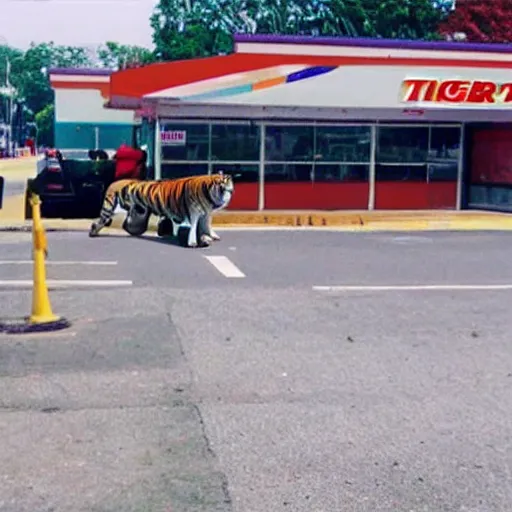 Image similar to CCTV footage of a tiger at 711