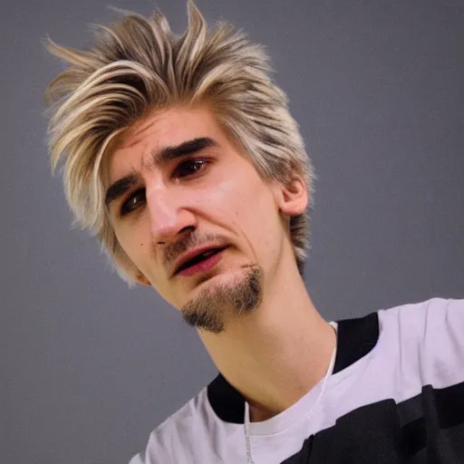 Prompt: xqc chewing on his toenails, high res photograph,