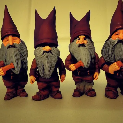Prompt: gnomes playing in a heavy metal band