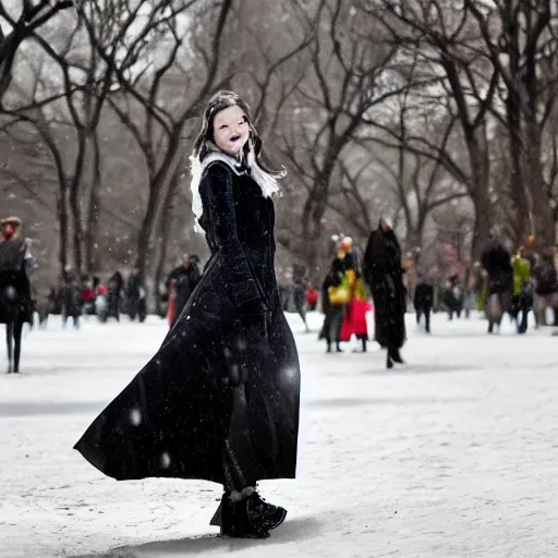 Prompt: anya taylor joy in central park at winter, ultra detailed, ultra realistic, photorealistic dynamic light, fan photo