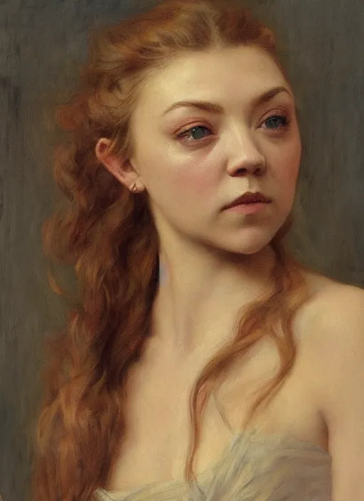 Image similar to a beautiful painting of Natalie Dormer by juan luna, pre-raphaelite, detailed, trending on artstation, hd, masterpiece