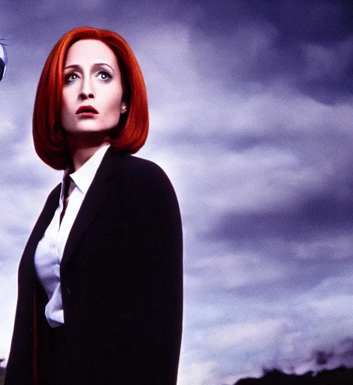 Prompt: film still of raven bird as scully in x - files movie, 4 k