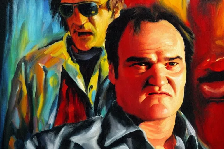 Image similar to Quentin tarantino, oil painting