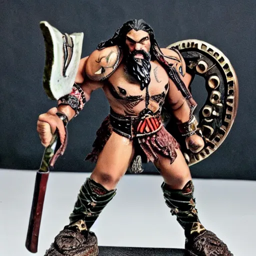 Prompt: jason momoa as jaghatai khan, 4 0 k, warhammer, 4 0 0 0 0 0, grimdark, stern, frowning, full body shot