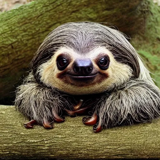 Image similar to a photo of a hybrid animal which is half sloth and half frog