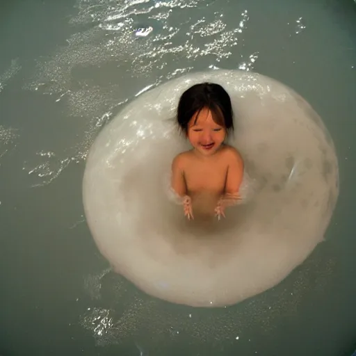 Prompt: bubble bath on the moon