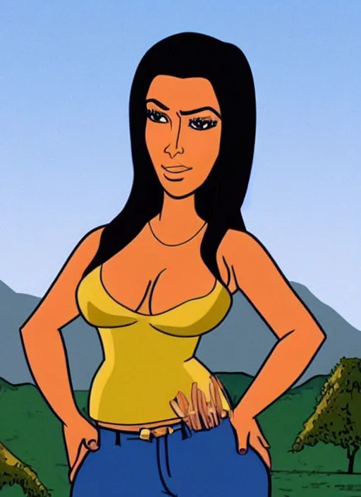 Prompt: TV show still of kim kardashian in King Of The Hill.