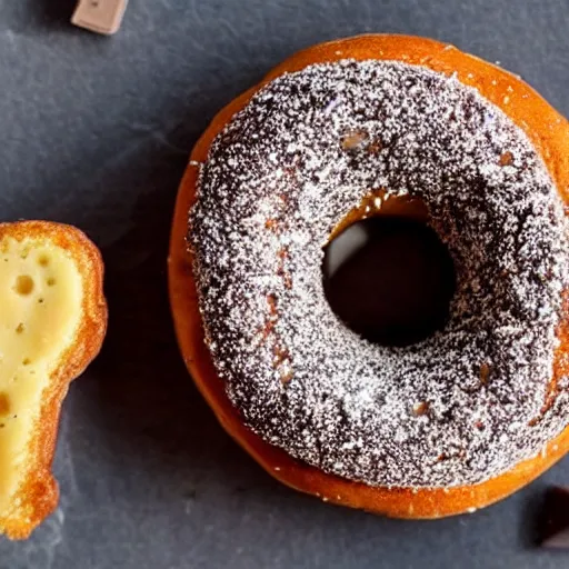 Prompt: A fairy-bread-esque, burger-infused, chocolate-layered donut, 8k