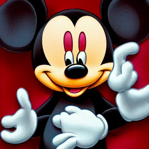 Image similar to micky mouse in a horror movie