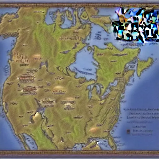 Prompt: A World of Warcraft styled map of North America