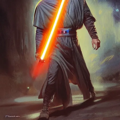 Image similar to Paul Walker as a jedi with lightsaber by Stanley Artgerm Lau, greg rutkowski, thomas kindkade, alphonse mucha, loish, norman Rockwel