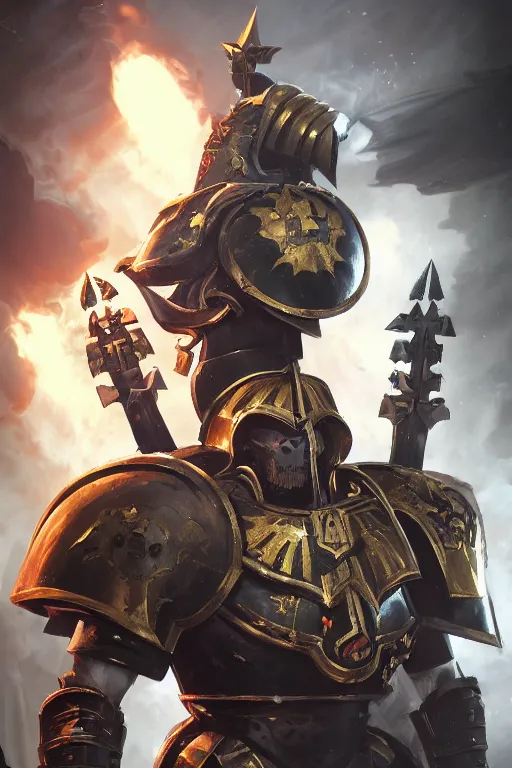 Image similar to armor portrait heros warhammer 4 0 k horus heresy fanart - the primarchs emperor by johannes helgeson animated with vfx concept artist & illustrator global illumination ray tracing hdr fanart arstation zbrush central hardmesh 8 k octane renderer comics stylized