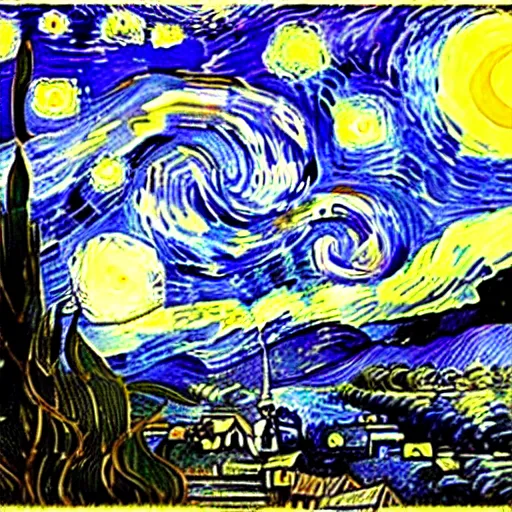 Image similar to turn off the lights because it's night on the sun by van gogh