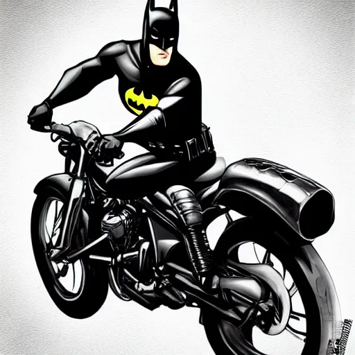 Prompt: batman riding motorbike, digital art manipulation