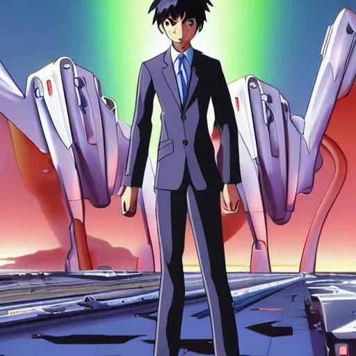 Image similar to nathan fielder, neon genesis evangelion, sci - fi, large, epic, 8 k