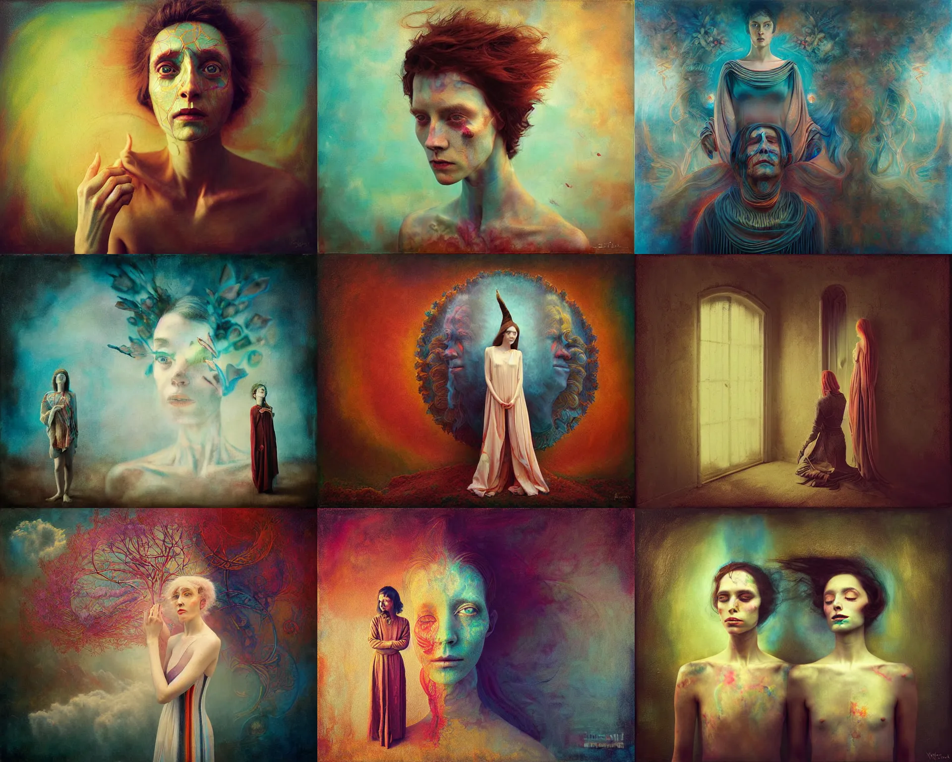Prompt: the painting contains all of our inner selves by william higginson, kopera, anton fedeev, anka zhuravleva