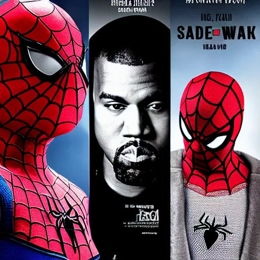 Prompt: kanye west stars in the new spider man movie, movie poster