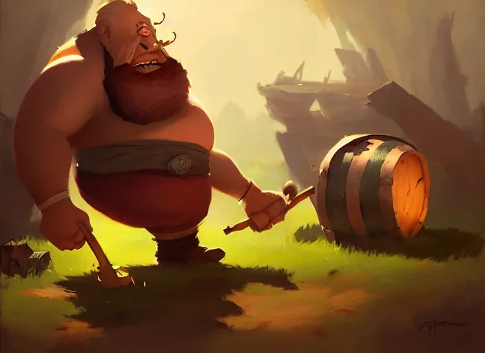 Image similar to gragas with his barrel by greg rutkowski