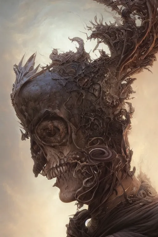 Image similar to closeup portrait shot of death of the endless, thick fancy makeup, highly detailed, digital painting, artstation, concept art, soft focus, depth of field, artgerm, tomasz alen kopera, peter mohrbacher, donato giancola, joseph christian leyendecker, wlop, boris vallejo