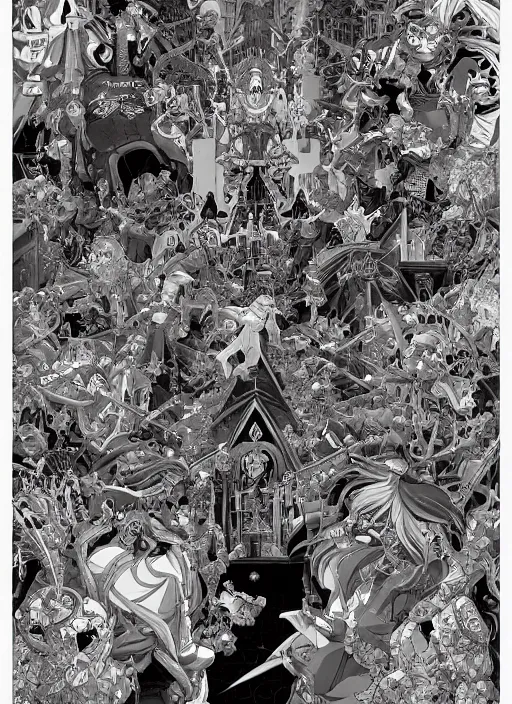 Prompt: the church of anime, an ultrafine detailed illustration by james jean, intricate linework, bright colors, final fantasy, behance contest winner, vanitas, angular, altermodern, unreal engine 5 highly rendered, global illumination, radiant light, detailed and intricate environment