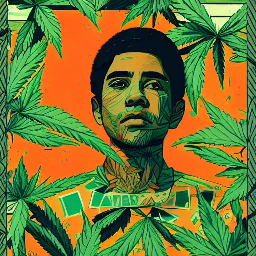 Image similar to Marijuana profile picture by Sachin Teng, symetrical, Organic Painting , Leaf Green, adidas, Green smoke, Impressive, Award Winning, Warm, Good Vibes, Positive, geometric shapes, energetic, intricate background, graffiti, street art:2 by Sachin Teng:4