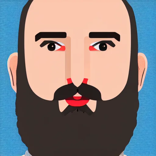 Prompt: A portrait of a british man, digital painting man with short dark blond hair and a beard, blue grey eyes, pale skin, english heritage, cartoon, simple, digital art, head shot, 8k