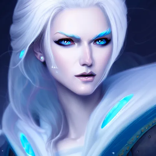 Prompt: Queen of Ice and storm, highly detailed, digital painting, artstation, concept art, smooth, sharp focus, illustration