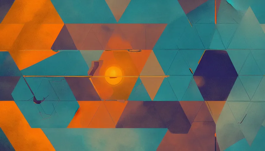 Image similar to hexagon between the sun and planet earth, trending on art station, art deco, retro futurism